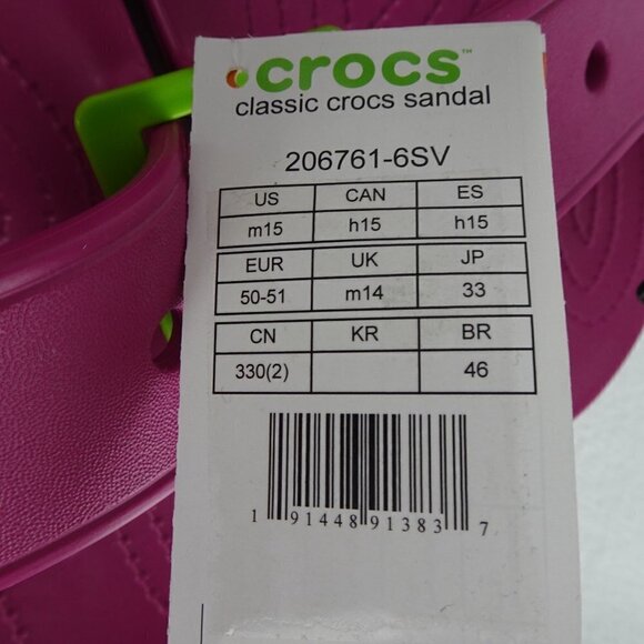 Crocs Classic Slides Men\'s Size 15 US Pink Double Strap Sandals Barbiecore main image 6